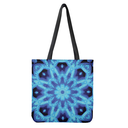 Blue Snowflake Kaleidoscope Print Tote Bag