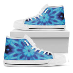 Blue Snowflake Kaleidoscope Print White High Top Shoes