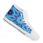 Blue Snowflake Kaleidoscope Print White High Top Shoes