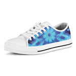 Blue Snowflake Kaleidoscope Print White Low Top Shoes
