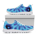 Blue Snowflake Kaleidoscope Print White Sneakers