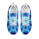 Blue Snowflake Kaleidoscope Print White Sneakers