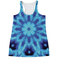 Blue Snowflake Kaleidoscope Print Women's Racerback Tank Top