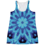 Blue Snowflake Kaleidoscope Print Women's Racerback Tank Top