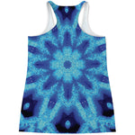 Blue Snowflake Kaleidoscope Print Women's Racerback Tank Top
