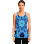 Blue Snowflake Kaleidoscope Print Women's Racerback Tank Top