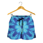 Blue Snowflake Kaleidoscope Print Women's Shorts