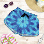 Blue Snowflake Kaleidoscope Print Women's Shorts