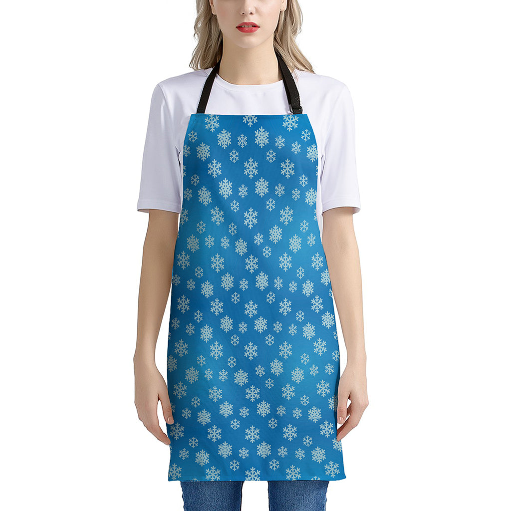 Blue Snowflake Pattern Print Apron