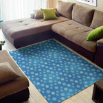 Blue Snowflake Pattern Print Area Rug
