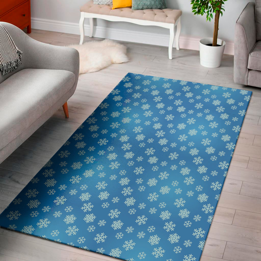 Blue Snowflake Pattern Print Area Rug