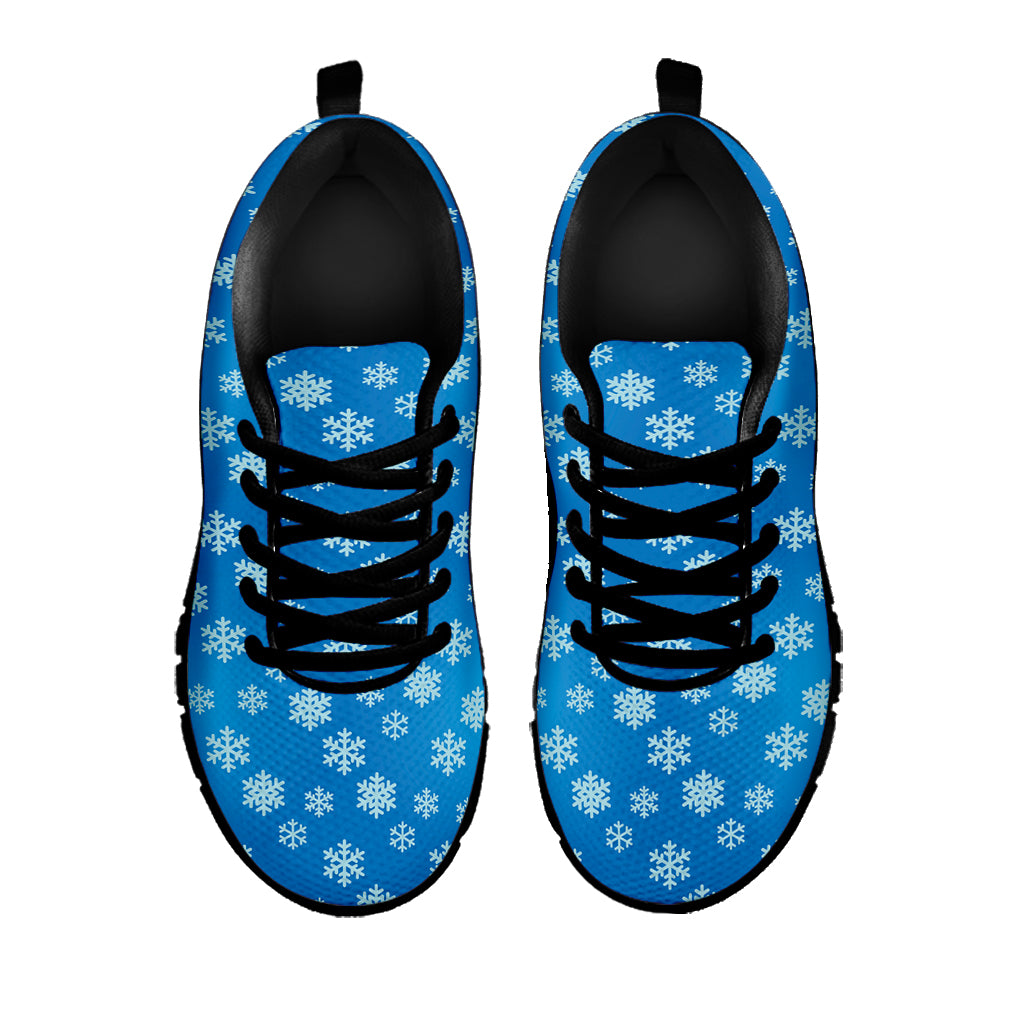 Blue Snowflake Pattern Print Black Sneakers