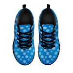 Blue Snowflake Pattern Print Black Sneakers