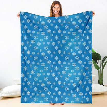 Blue Snowflake Pattern Print Blanket