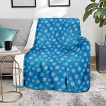 Blue Snowflake Pattern Print Blanket
