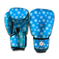 Blue Snowflake Pattern Print Boxing Gloves