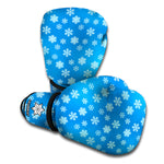Blue Snowflake Pattern Print Boxing Gloves