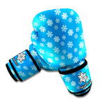 Blue Snowflake Pattern Print Boxing Gloves