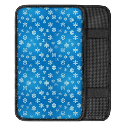 Blue Snowflake Pattern Print Car Center Console Cover
