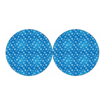Blue Snowflake Pattern Print Car Coasters