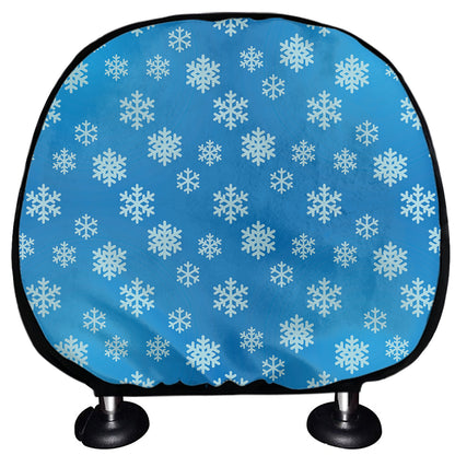 Blue Snowflake Pattern Print Car Headrest Covers