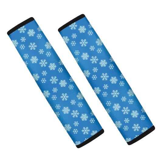 Blue Snowflake Pattern Print Car Seat Belt Covers