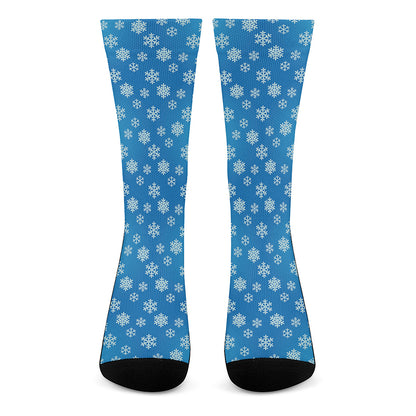 Blue Snowflake Pattern Print Crew Socks