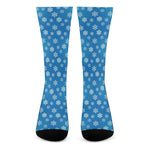 Blue Snowflake Pattern Print Crew Socks