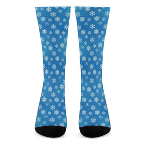 Blue Snowflake Pattern Print Crew Socks