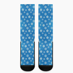 Blue Snowflake Pattern Print Crew Socks