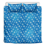 Blue Snowflake Pattern Print Duvet Cover Bedding Set