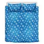 Blue Snowflake Pattern Print Duvet Cover Bedding Set