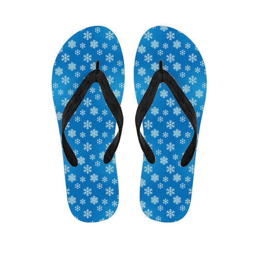 Blue Snowflake Pattern Print Flip Flops