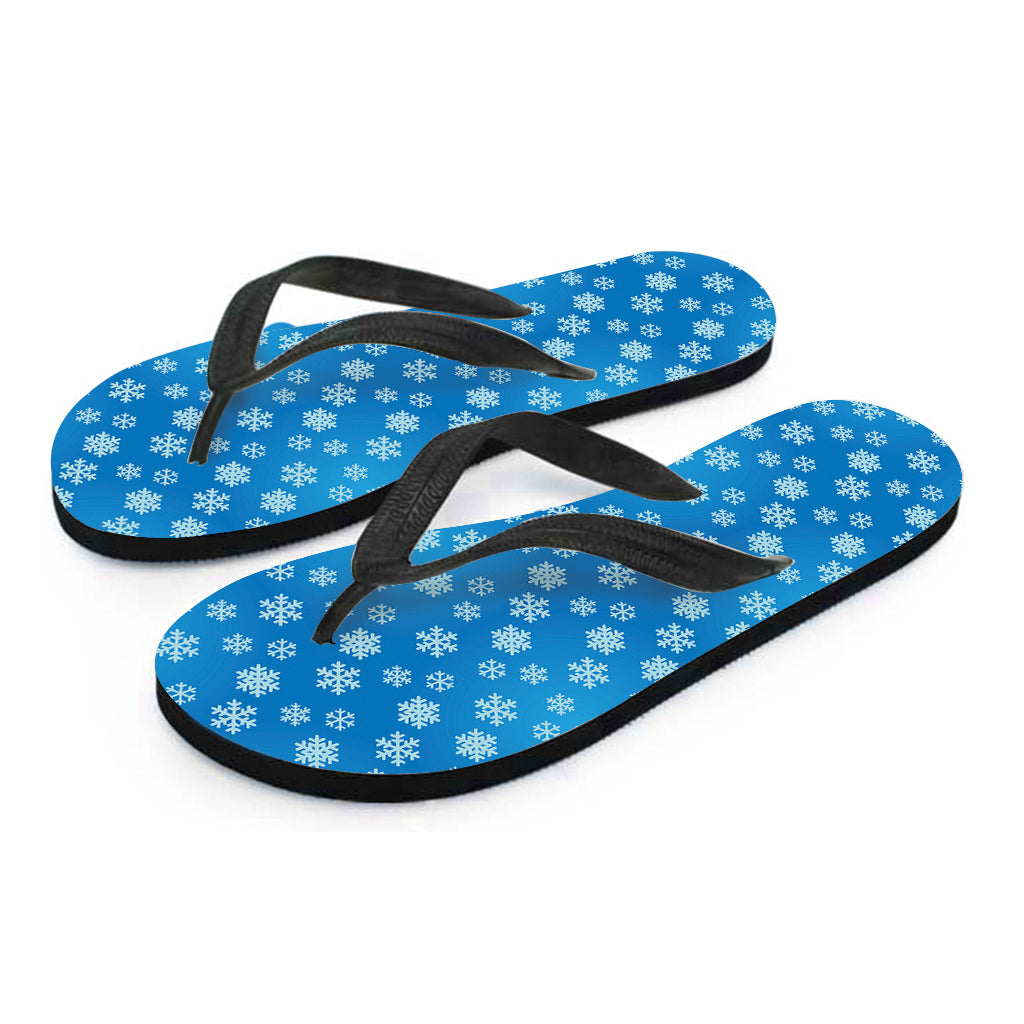 Blue Snowflake Pattern Print Flip Flops
