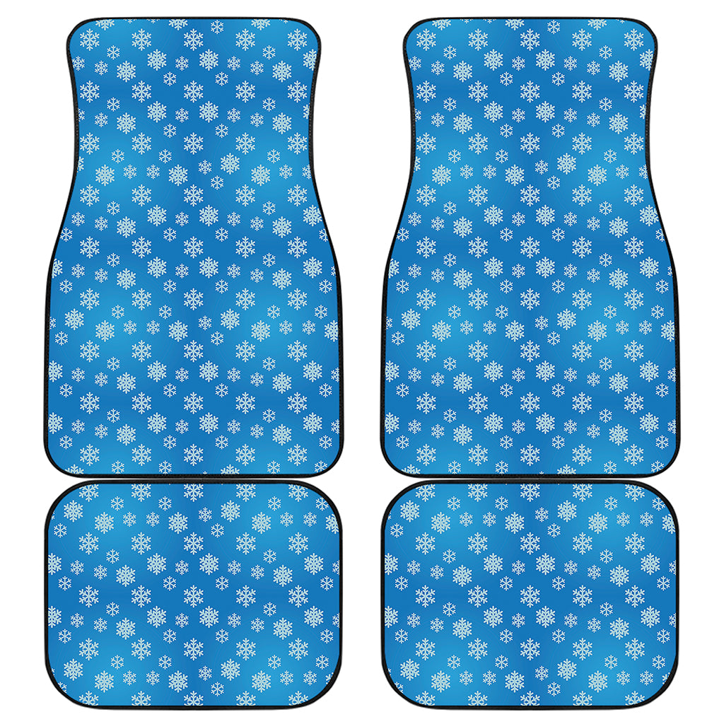 Blue Snowflake Pattern Print Front and Back Car Floor Mats