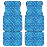 Blue Snowflake Pattern Print Front and Back Car Floor Mats