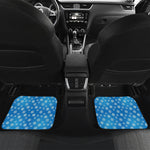 Blue Snowflake Pattern Print Front and Back Car Floor Mats