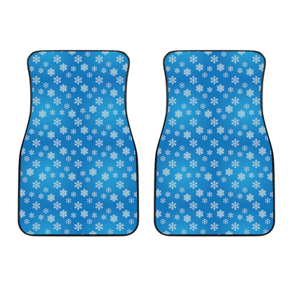 Blue Snowflake Pattern Print Front Car Floor Mats