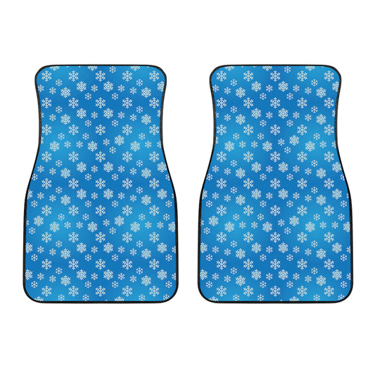 Blue Snowflake Pattern Print Front Car Floor Mats