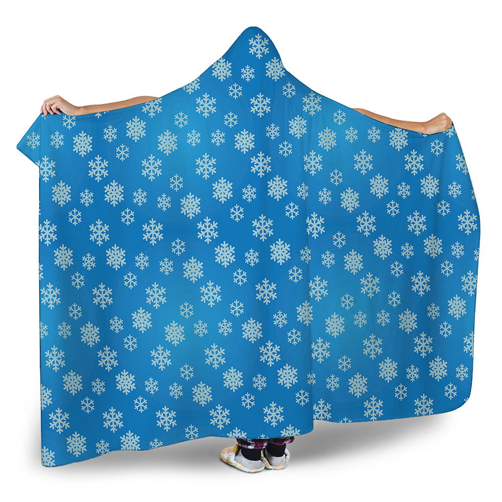 Blue Snowflake Pattern Print Hooded Blanket