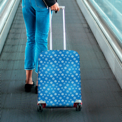 Blue Snowflake Pattern Print Luggage Cover