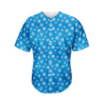 Blue Snowflake Pattern Print Men's Baseball Jersey