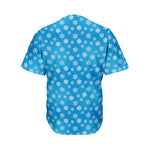 Blue Snowflake Pattern Print Men's Baseball Jersey