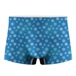 Blue Snowflake Pattern Print Men's Boxer Briefs