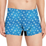 Blue Snowflake Pattern Print Men's Boxer Briefs