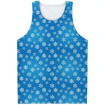 Blue Snowflake Pattern Print Men's Tank Top