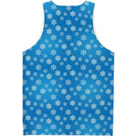 Blue Snowflake Pattern Print Men's Tank Top