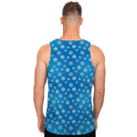 Blue Snowflake Pattern Print Men's Tank Top