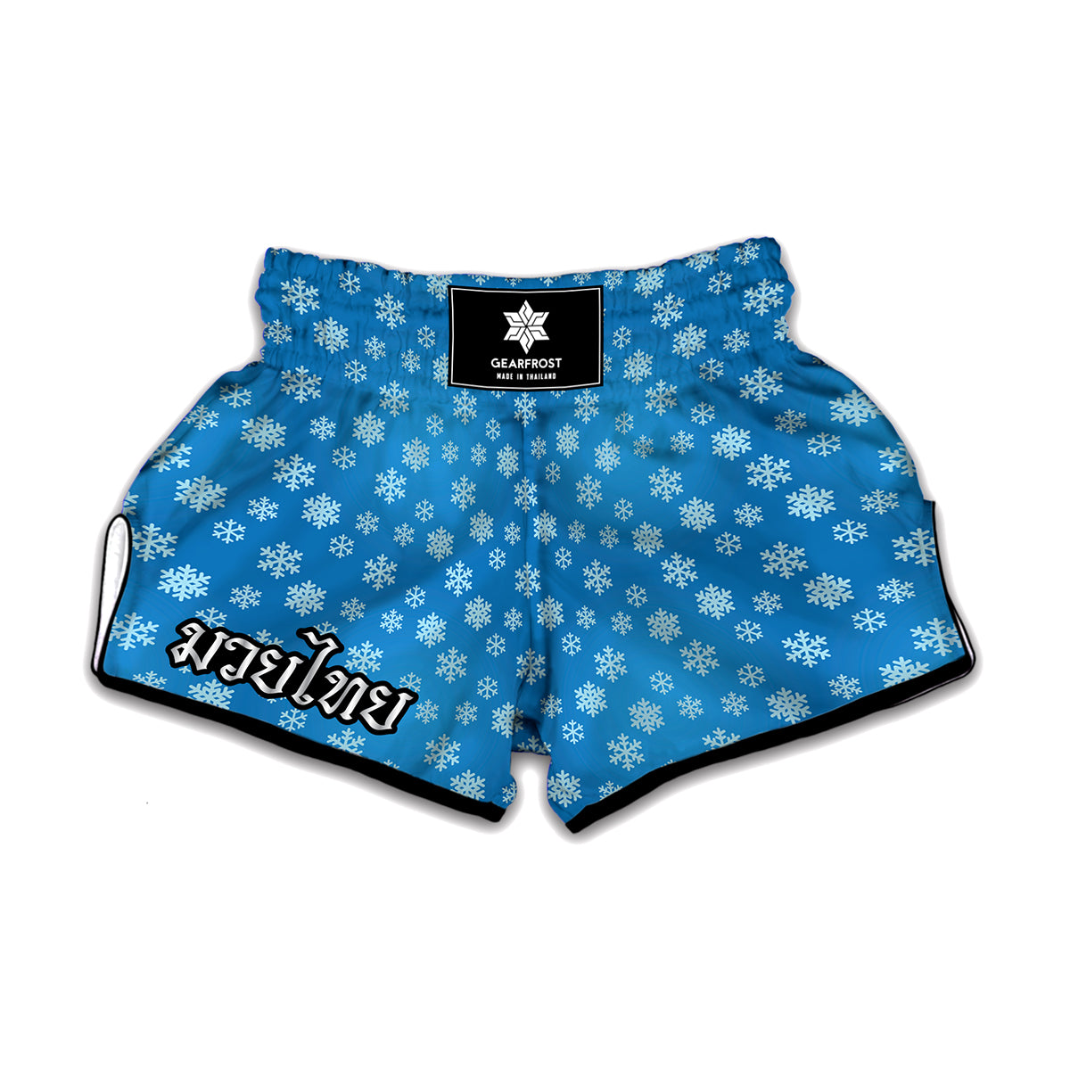 Blue Snowflake Pattern Print Muay Thai Boxing Shorts