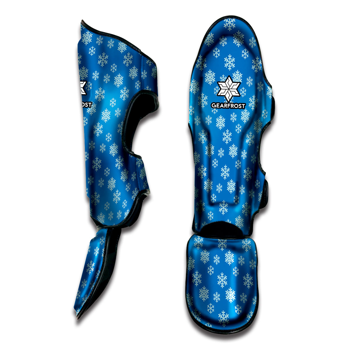 Blue Snowflake Pattern Print Muay Thai Shin Guard